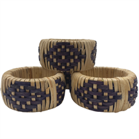 Bamboo napkin ring, natural/aubergine, set of 4, handmade